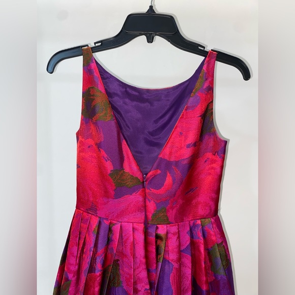 Adrianna Papell Red Pink Purple Floral Gown - Picture 5 of 8